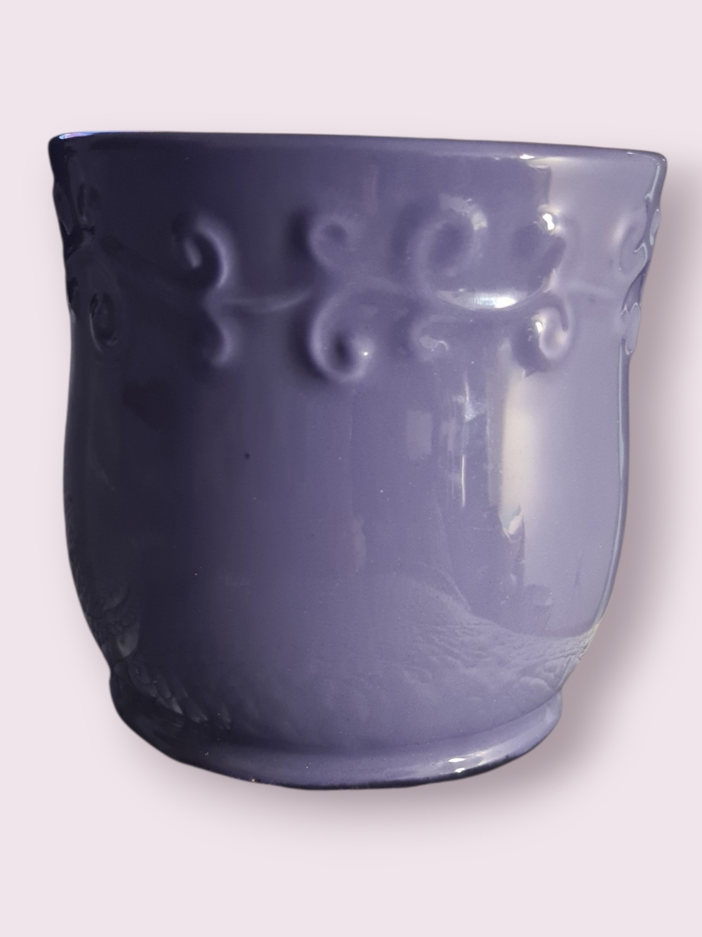 Discontinued Edible Arrangements Ceramic Vase Deep Lilac 3D Swirl Design 2016